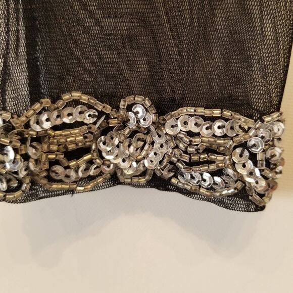 INC. Sequin Stone Beaded Dressy Top Black Long Sleeve Round Neck Women's Size S - Picture 6 of 12